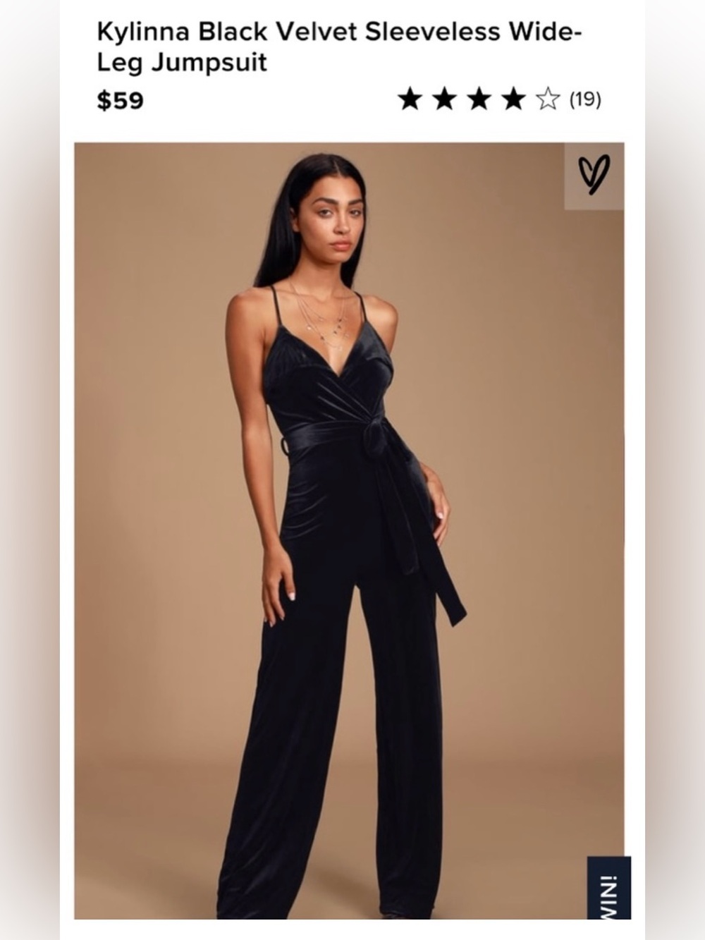 Kylinna Black Velvet Wide Leg Jumpsuit
